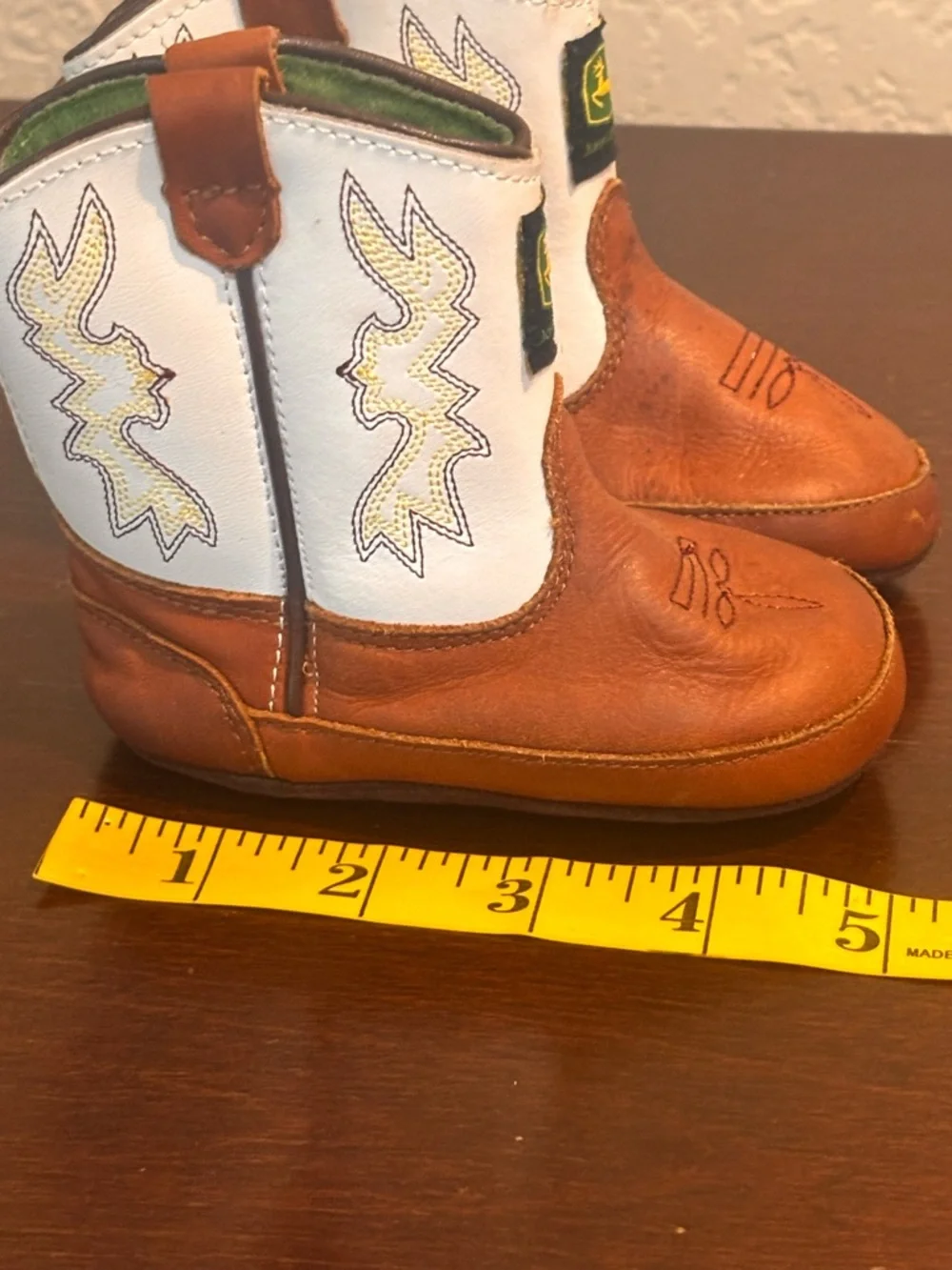 John Deere Baby Two-Tone Brown and White Western Boots